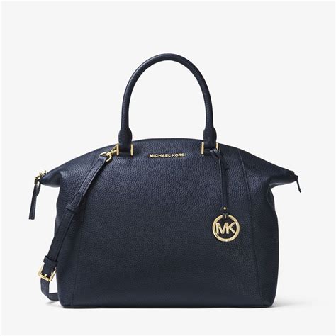 michael kors riley satchel navy blue|Michael Kors .